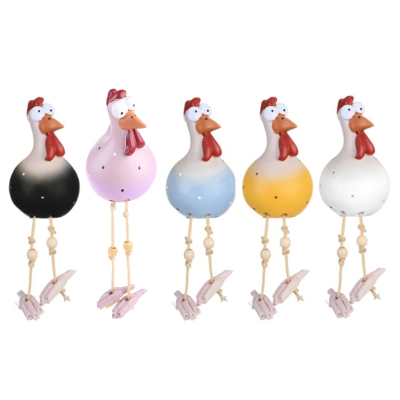 

for Creative Funny Chicken Statues Resin Ornament Long Leg Hen Rooster Garden Stakes Animal Sculptures Outdoor Decoratio