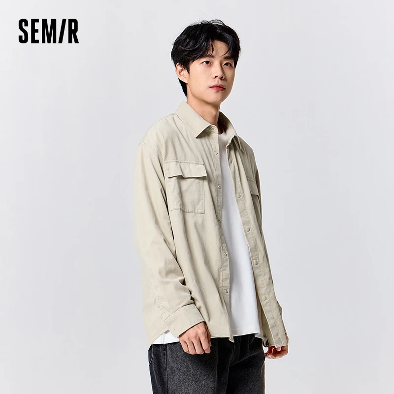 Semir Long Sleeve Shirt Men 2023 Winter New Warm Flannel Solid Color Simple Jacket Style Shirt