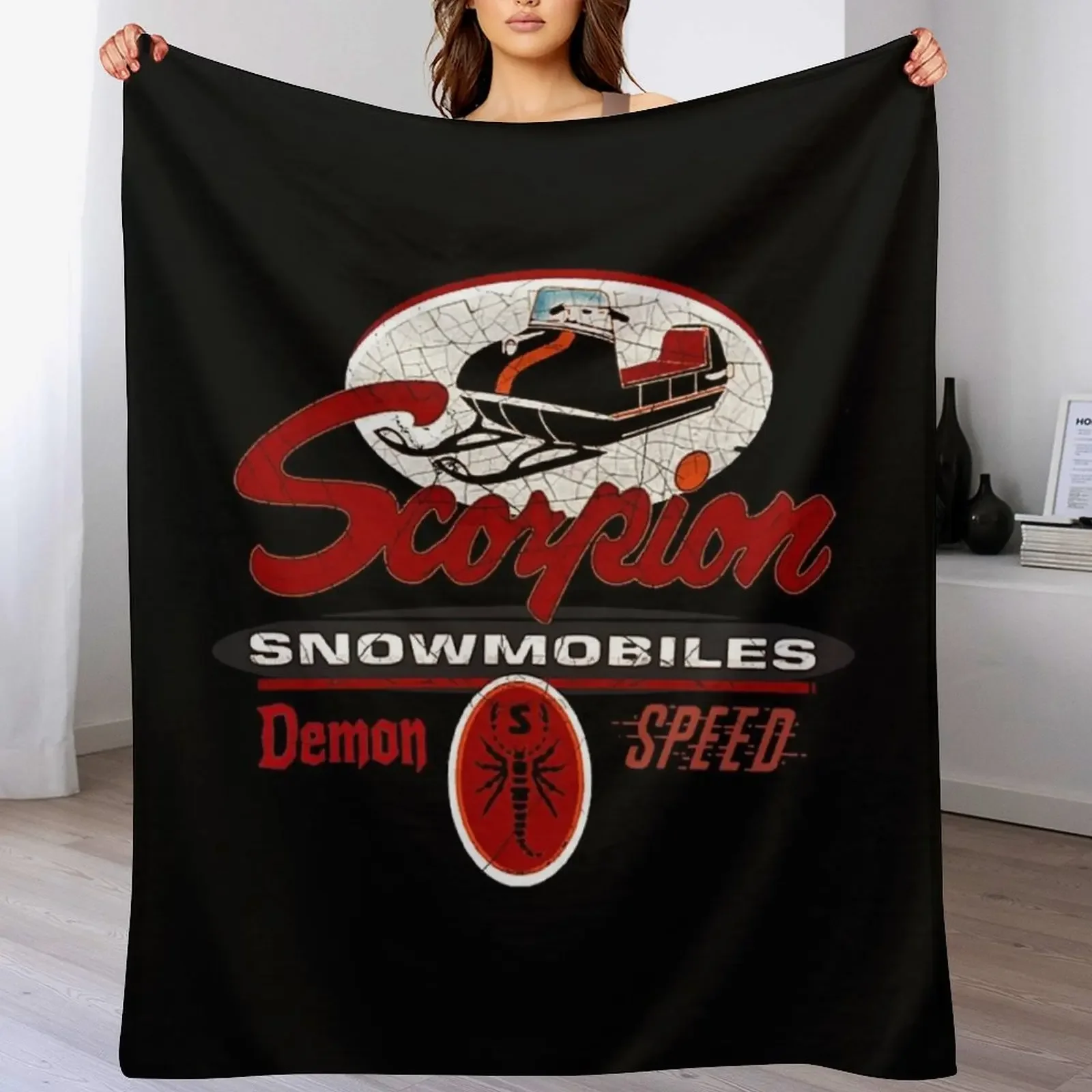Scorpion Vintage Snowmobiles USA Throw Blanket Warm Napping Blanket for Office Couch Bed