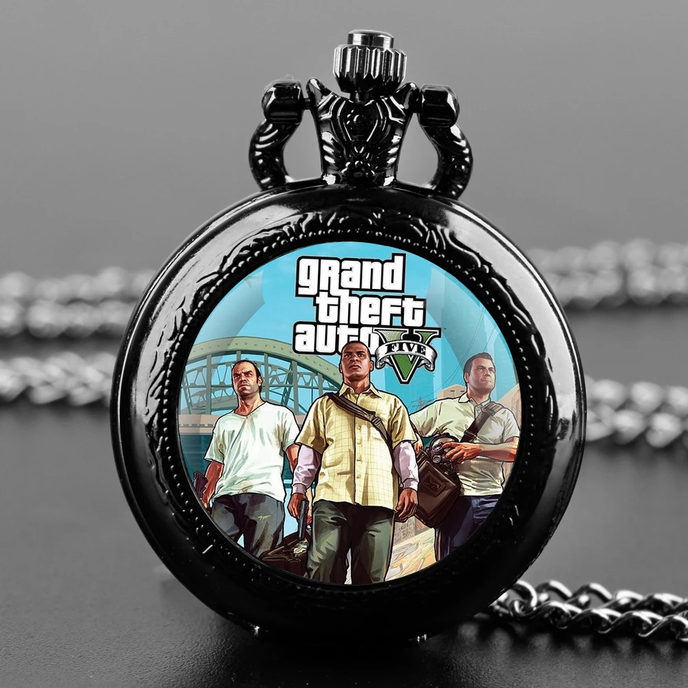 Game Design Vintage Quartz Pocket Chain Watch Necklace Watches For Men Kids Birthday Unique Gifts Mens Pocket Watches