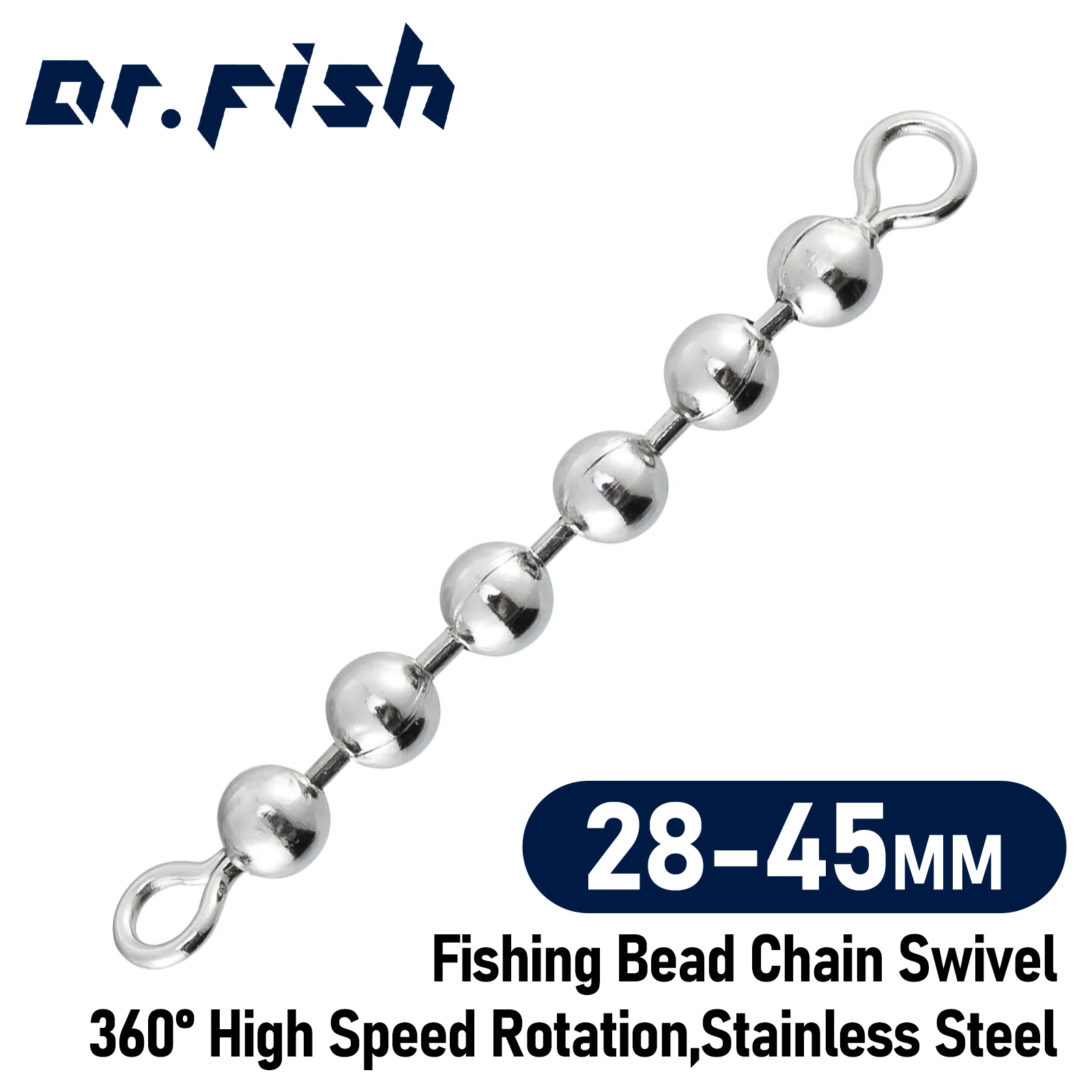 

10pcs Fishing Bead Chain Swivel Stainless Steel Catfish Swivels Trolling Rig Catfish Rig Saltwater Rolling Solid Ring Connector
