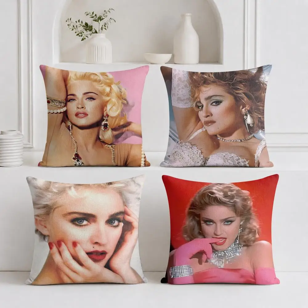 M-Madonna Cushion Cover Plush Fabric Soft Double-Sided Printed Sofa Warm Winter Home Gift Pillow Cover
