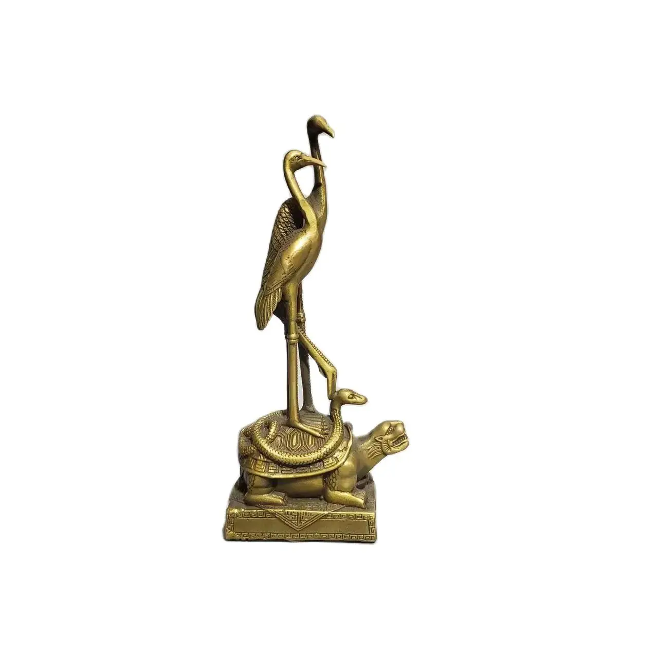 Old copper  Copper cranes and turtles statue,22cm(H), home collection ,Free shipping