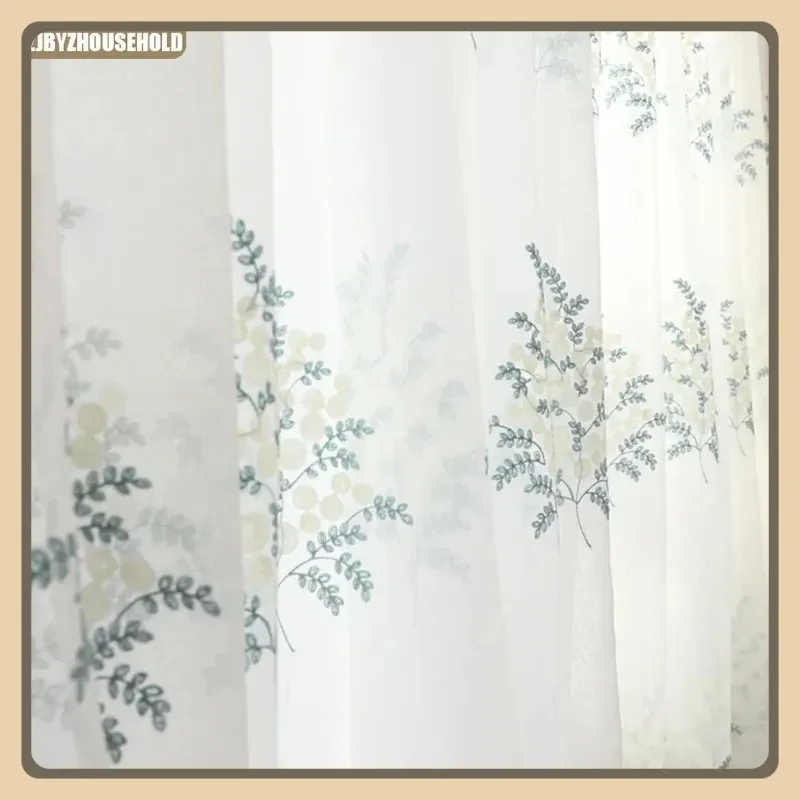 

Custom Size Curtains for Living Small Fresh Cotton Material Window Screen Embroidery Window Screen Fabrics White Tulle Luxury