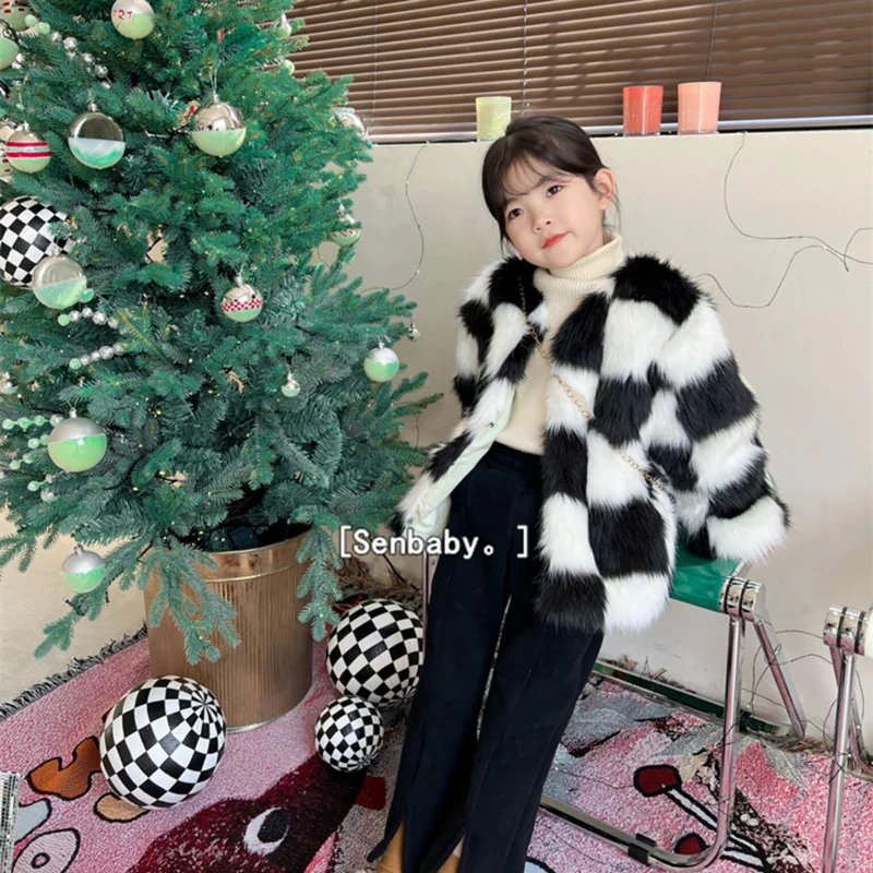 

Girls Fur Coat Jacket Cotton Outwear Overcoat 2022 Warm Thicken Plus Velvet Winter Autumn Teenager Fuzzy Children's Clothing