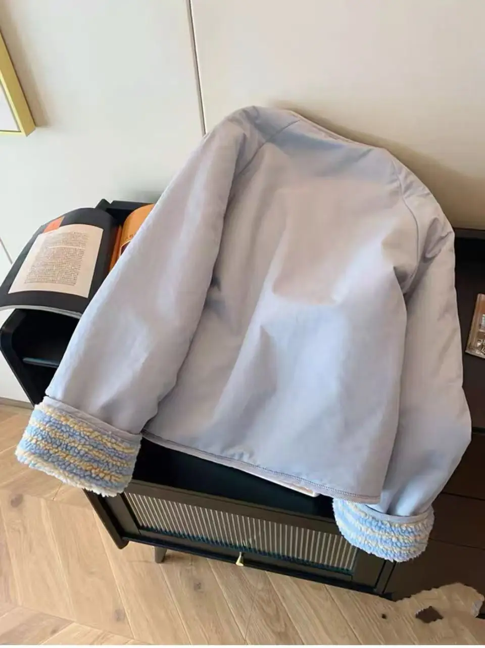 블루 램 울 양면 면 의류, 여성용 겨울 2025 신상 캐주얼 따뜻한 숏 코트