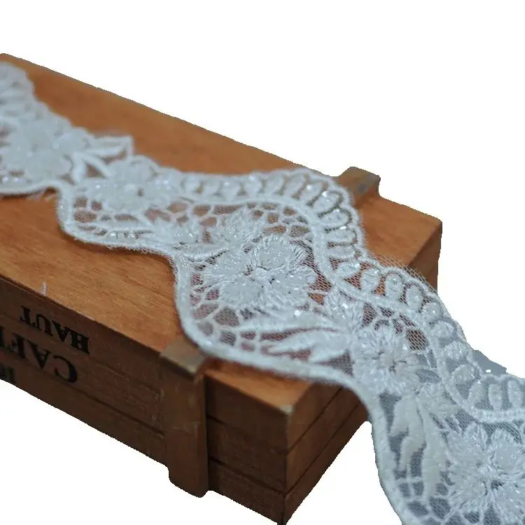 5 ярдов, 7 см, широкая волнистая форма, кружевная бейка с вышивкой и бусинами, вуаль невесты, швейные аксессуары, новинка 2023 года