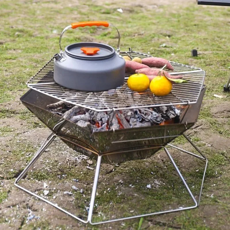 屋外キャンプ用薪ストーブ,ポータブル,折りたたみ式,バーベキュー用 