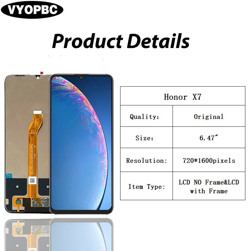 6.74\'\'  For Honor X7 Original LCD Display With Cma-Lx2 Touch Screen Typer Frame Mobile Phone LCD, CMA-LX1, CMA-LX3