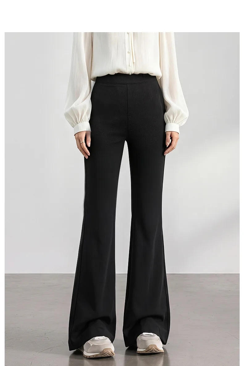 VIMLY Women's Black Flare Pants 2026 Autumn New Fashion Elegant High‑waist Versatile Pants Casual Office Lady Trousers 31738