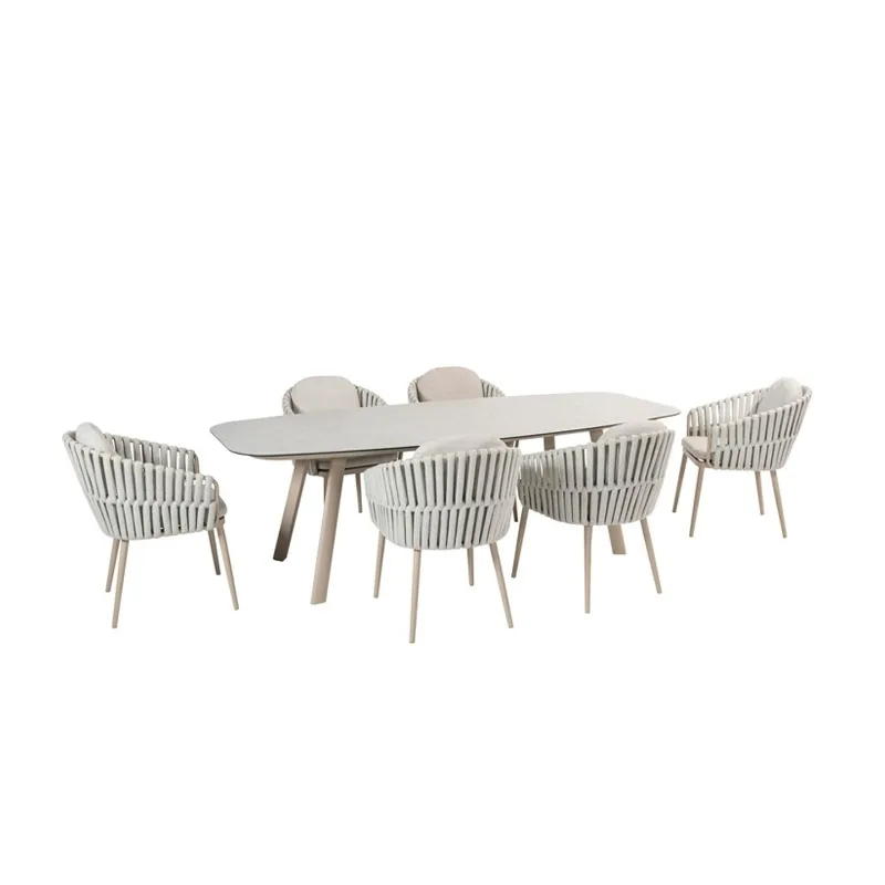 Leisure villa courtyard garden dining table and chairs, outdoor slate, waterproof sunscreen dining table, open-air balcony, ratt