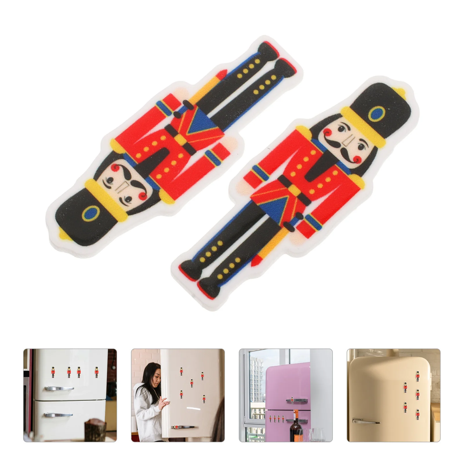 

10Pcs Nutcracker Soldier Fridge Patches Holiday Kitchen Decorations Christmas Refrigerator Magnetic Stickers Metal Door Cabinet