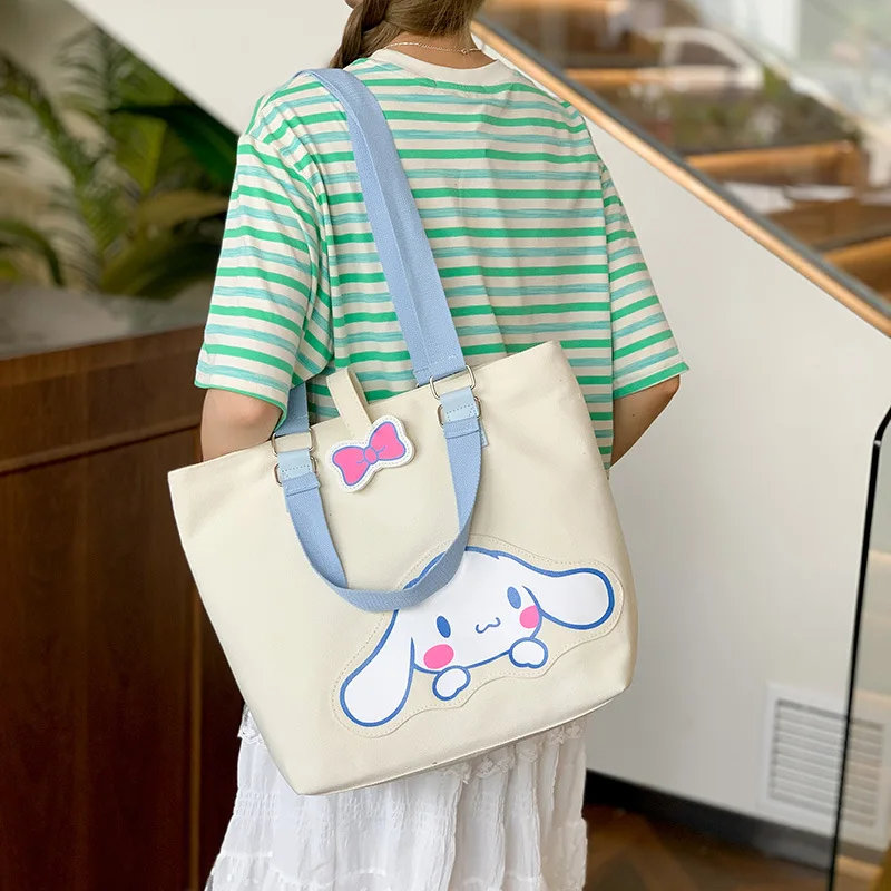 

Hello Kitty Cinnamoroll Anime Kawaii Sanrio Canvas Tote Bag Female Cute Pochacco Y2k Shoulder Storage Bag Gifts for Girls