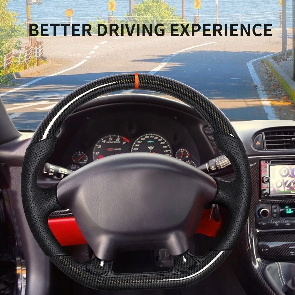 

Руль из углеродного волокна с красной линией разметки для Chevrolet Corvette C5 Z06 ZR1 1997-2004, аксессуары для тюнинга автомобиля