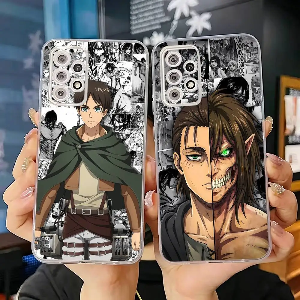 A-Attack on Titan Eren Yeager Phone Case For Samsung S25,S24,S21,S22,S23,S30,Ultra,S20,Plus,Fe Transparent Cover