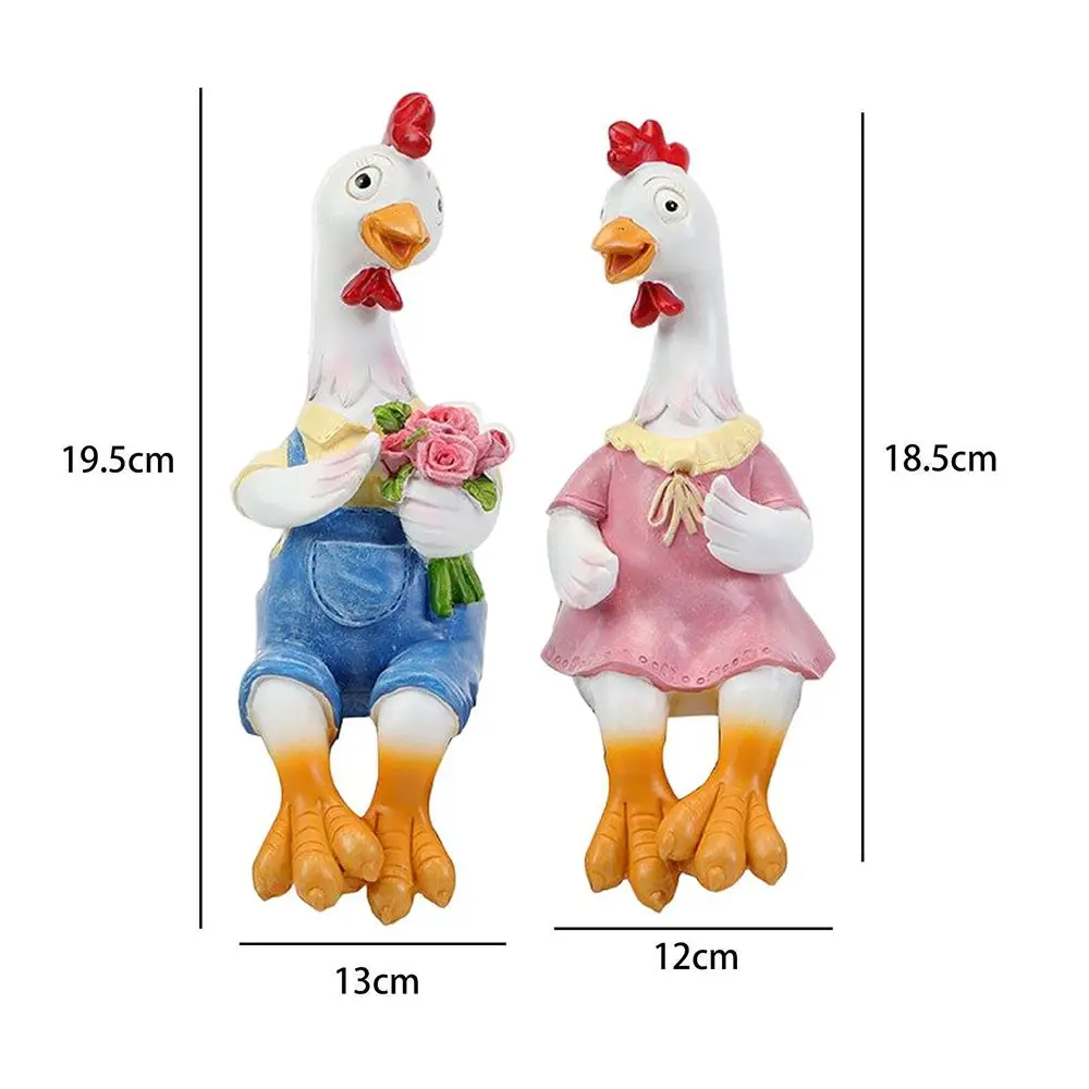 Outdoor Yard Resin Couple Chicken Duck Figurka Ogród Dekoracja Ozdoby Kreatywna Kreskówka Statua Zwierzęcia