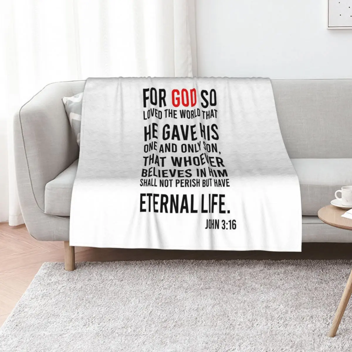 

John 3:16 Bible Verse Throw Blanket Bed linens Furry Shaggy Softest Blankets