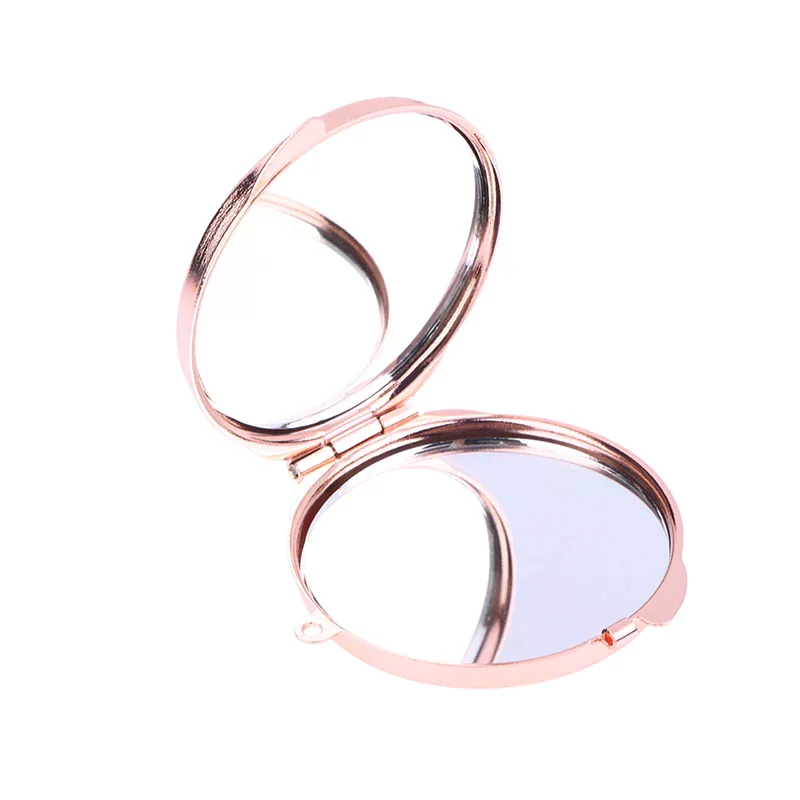 Mini miroir pliant porte-clés rond coeur ovale forme carrée Double face miroir cosmétique en métal pliant porte-clés miroir de maquillage