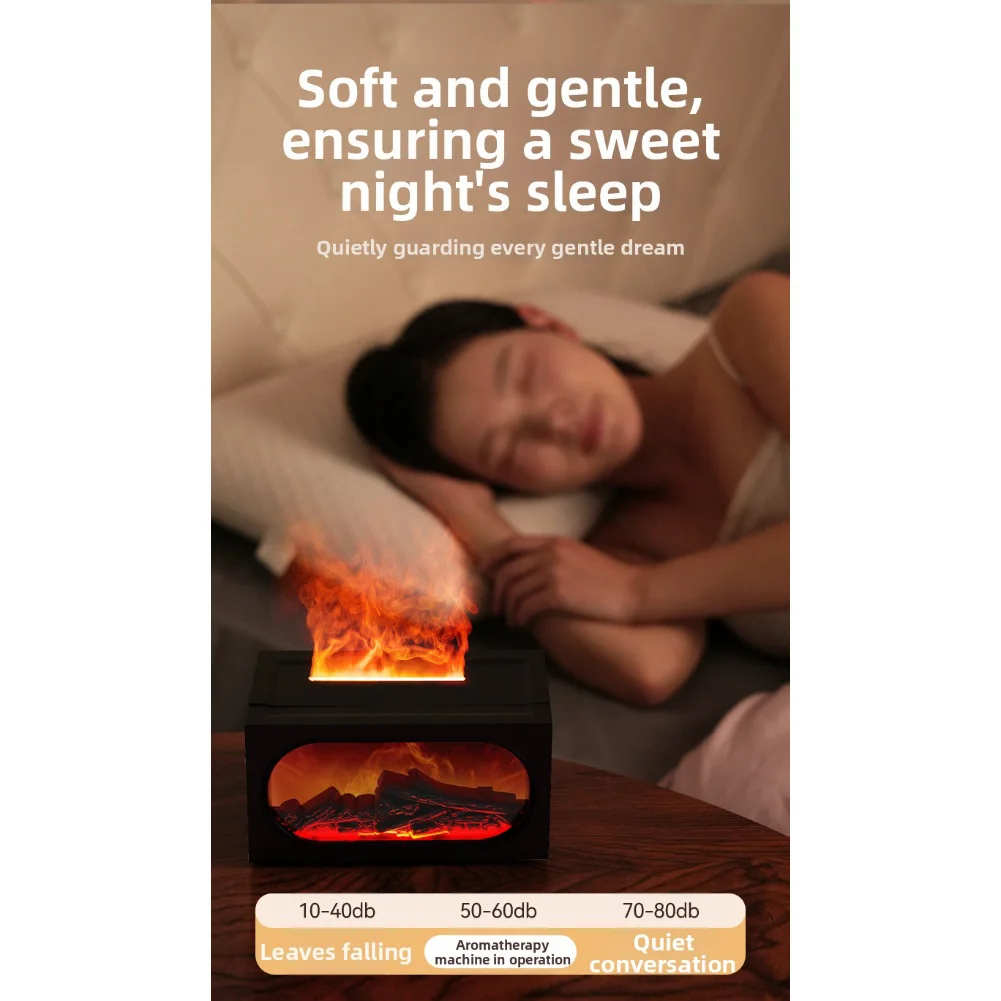 Fireplace Aroma Diffuser with Humidifier 7 LED Colors Adjustable Light and 140ml Water Tank for Soothing Environment