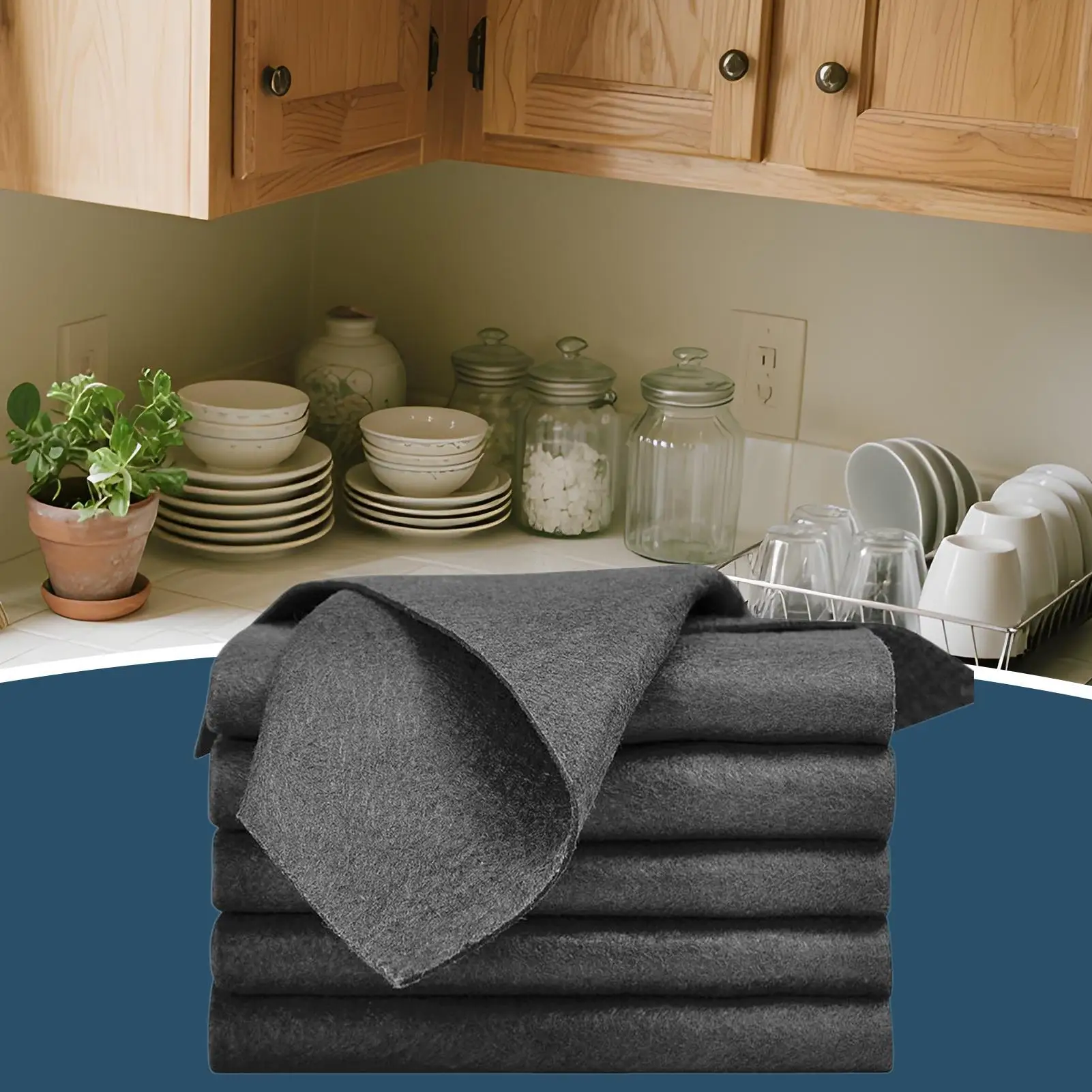 Streak Free Cleaning Rags 30x40cm Thickened Microfiber Household Cloths 5-Pieces Window Cleaning Rags for Shower Door Mirror
