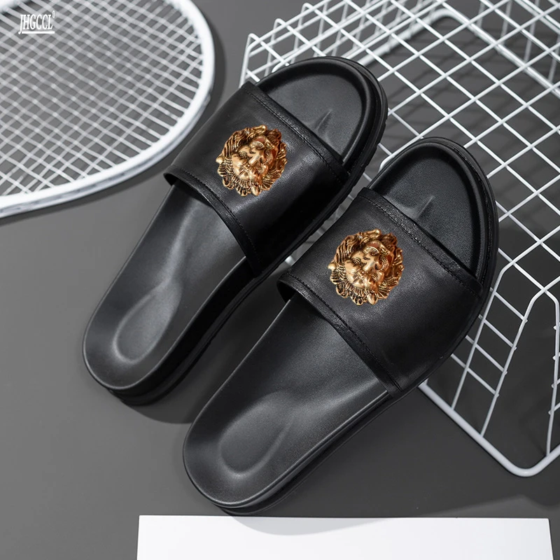 Top Quality Men Genuine Leather Slippers Summer Casual Comfortable Shoes Luxury Men Handmade Sandals Shoes T3