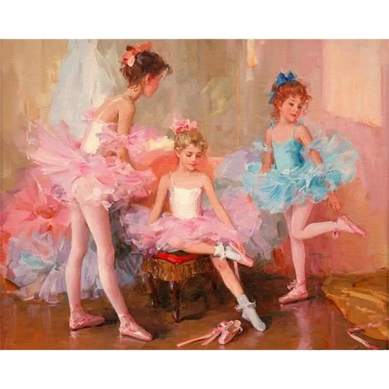 GATYZTORY 60x75cm Rahmen DIY Malerei Durch Zahlen Ballerina Mädchen Acryl Farbe Zeichnung Durch Zahlen Abbildung Hause Wand kunst Bild