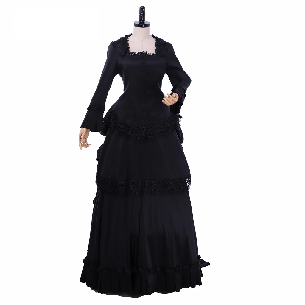 

Victorian Fancy Gown Medieval Queen Black Dress Tudor Baroque Dress Classical Vintage Gothic Southern Belle Dress Ball Gown