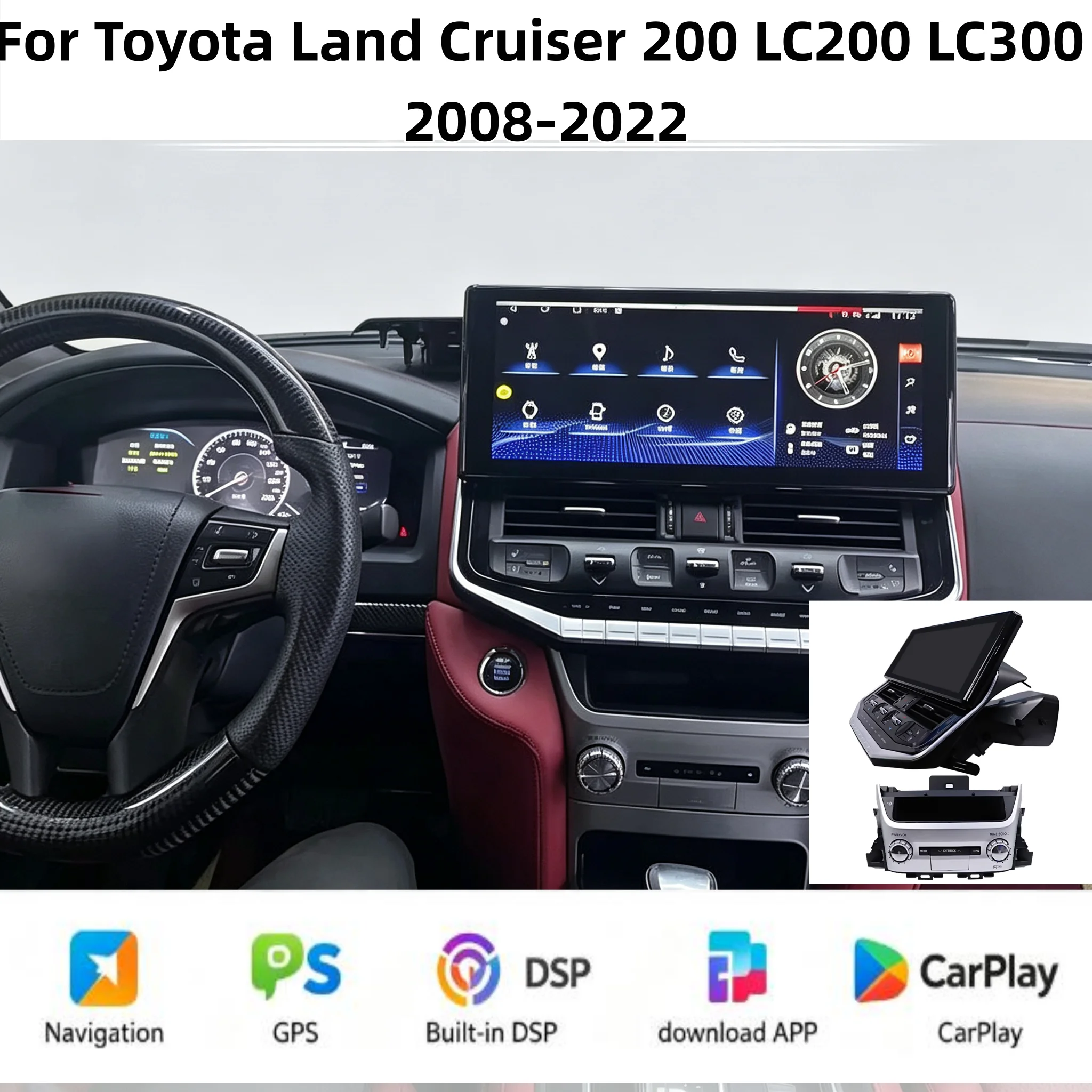 For Toyota Land Cruiser 200 LC200 LC300 2008-2022 Android QLED Touch Screen Multimedia Player Navigation Stereo 4G Bluetooth