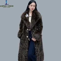 Faux Fur Coat for Women,Single Breasted Jacket, Fur Collar Overcoat,Thicken Warm,High Quality, Female Clothes, New ,Winter