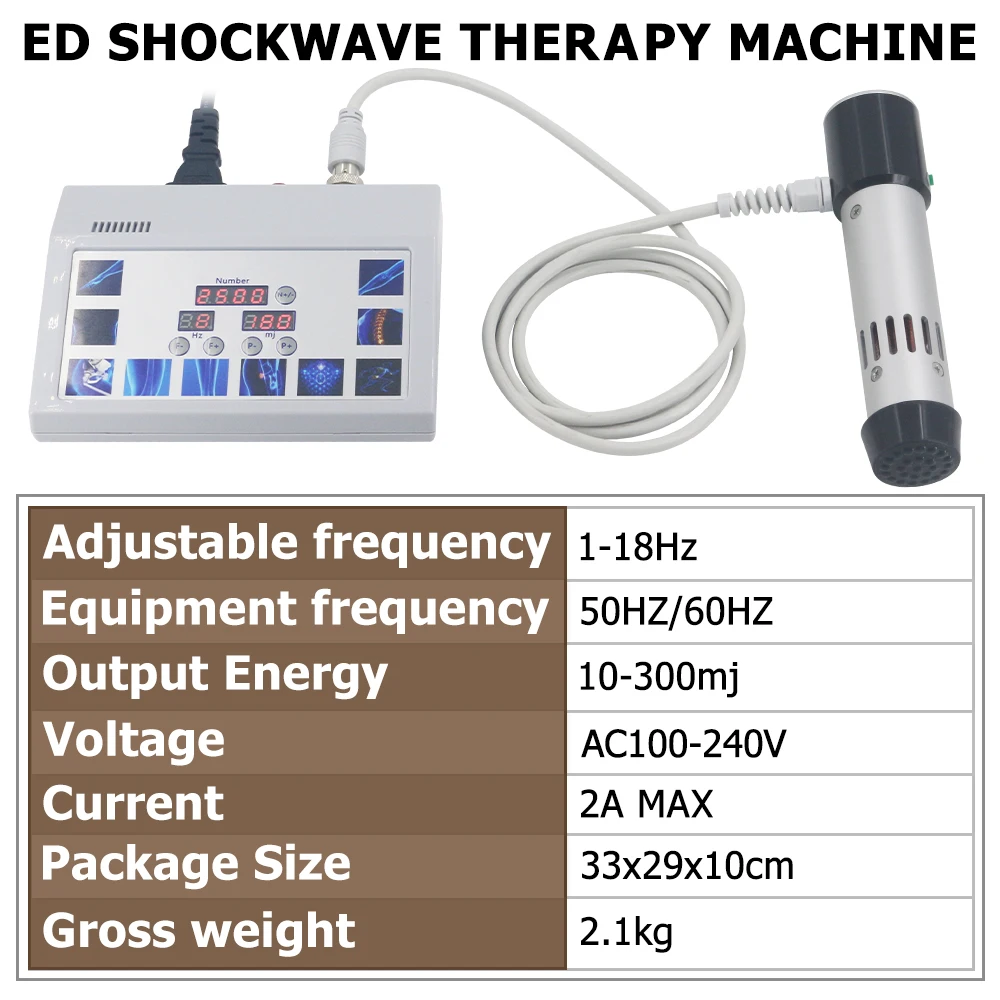 300mj Shockwave Therapy Machine With 7 Heads Body Massage ED Treatment Body Relax Portable Shock Wave Equipment Pain Relief