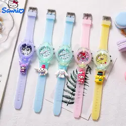 Sanrio HelloKitty Watch Anime Luminous Watch Cinnamoroll Kawaii Kuromi Kids Multi-color Electronic Watch Birthday Gift Cute Girl