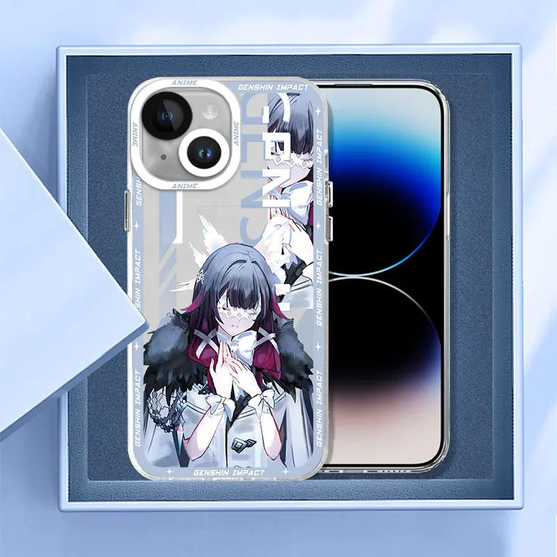 Genshin Impact Anime Case for iPhone 11 XS Max XR 7 8 13 Mini 15 Pro Max 14 SE 12 Pro 15ProMax X Transparent Soft Cover Capa