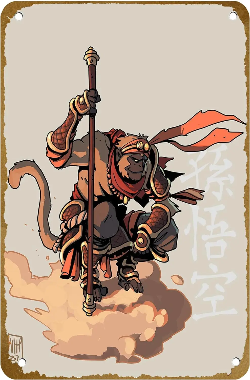 Sun Wukong, the Monkey King Magic Poster Vintage Metal Tin sign Logo Family Club Bar Cafe Bedroom Art Wall Decoration Gift 8x12