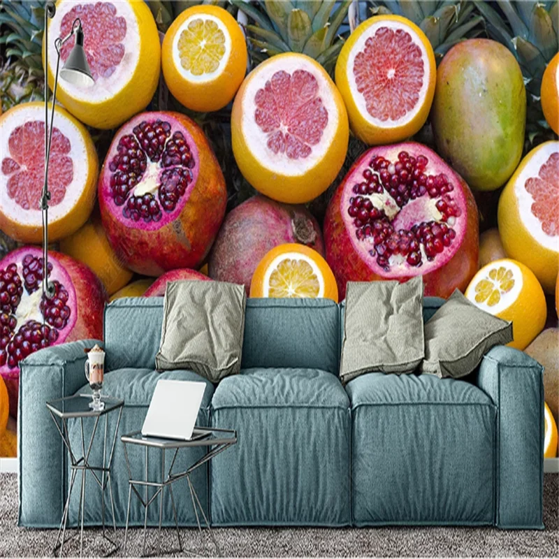 Fruit Shop Industrial decoration Wallpaper Pomegranate Lemon Mural Wallpapers For Living Room TV Sofa Background wall Paper 3d