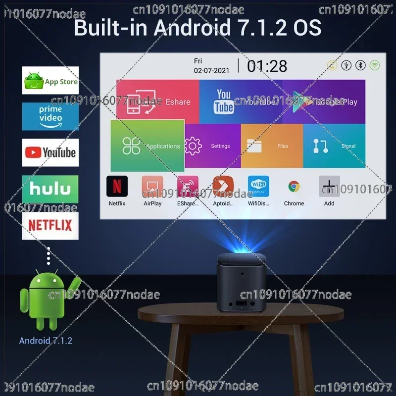 D048A Smart Projector Full Hd Home Theater 4K Phone Portable Pico Cube LED Android 9 Wireless Movie Mini Projectors