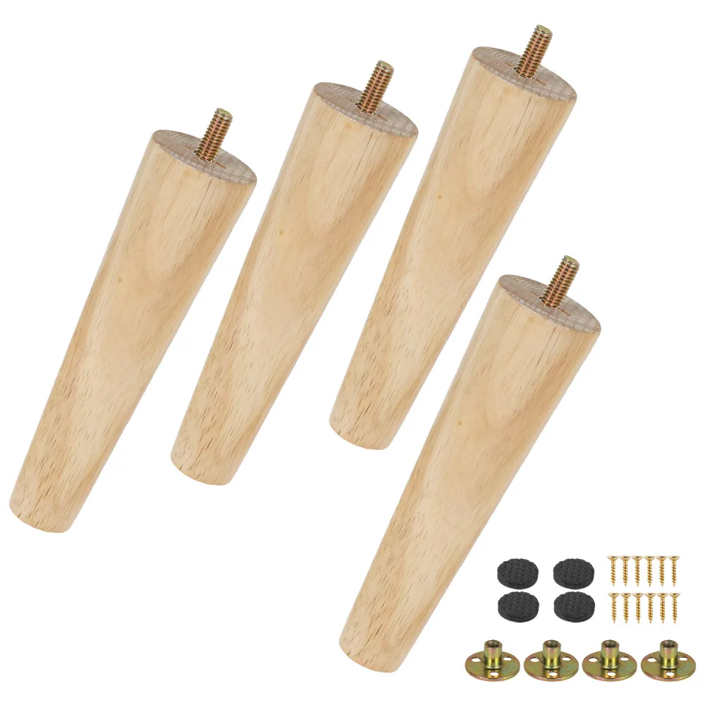 4Set Furniture Legs Wooden Solid Furniture Feet Kit Oblique Straight Table Feet Non-slip Chair Feet Replacement Feet Sloping Hot image 3