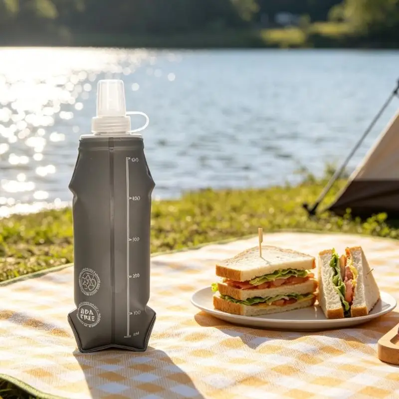 

Outdoor Water Bottle Soft Flask Running Light Weight Water Bottle Folding Water Bottle for Outdoor Sport 24BD