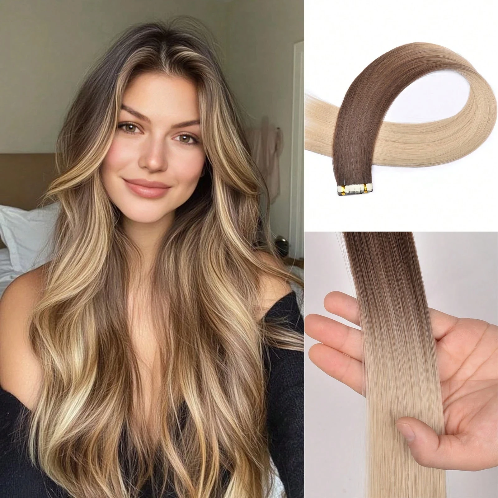 

Best Straight Tape In Synthetic Hair Extensions Invisible Hand Tied Tape in Hair Natural Skin Weft Seamless Double-sided Adhesiv