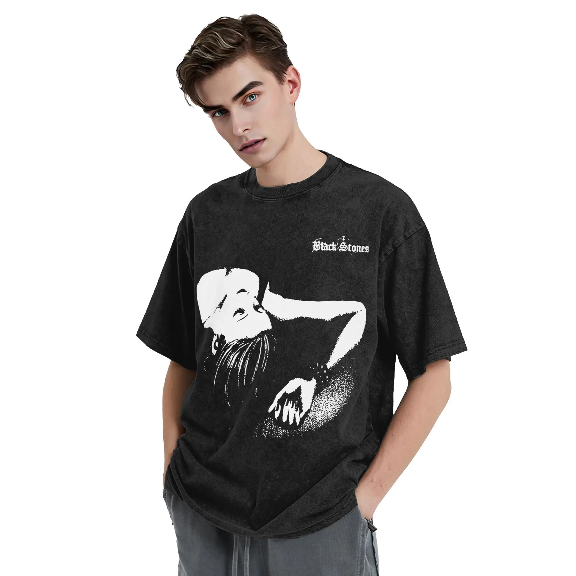 ナナ・オサキ アニメ ウォッシュドTシャツ ストリートウェア ヒップホップ ファッションTシャツ マンガTシャツ メンズ レディース 半袖 ハイストリート グラフィック