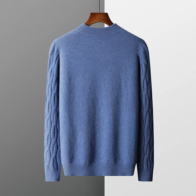 Winter Nieuwe 100% Wol Kasjmier Trui Mannen Dikker Halfhoge Hals Twisted Truien Grote Maat Jassen Tops Casual Gebreide shirts