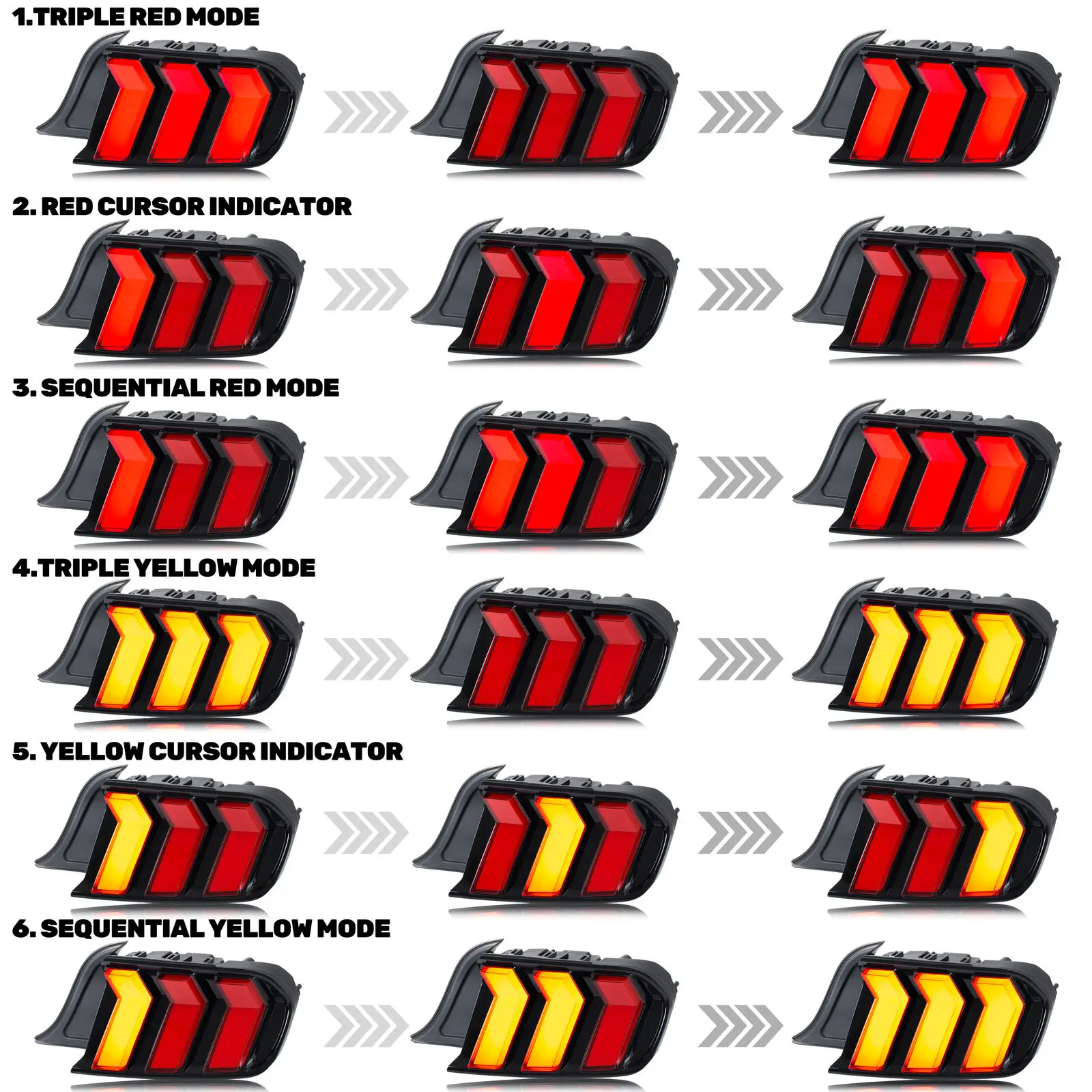 LED-Rückleuchten für Ford Mustang 2015-2023 S550 GT V6 V8 mit Sequentiellem Blinker, Rote Heckleuchten-Einheit – Detail 1