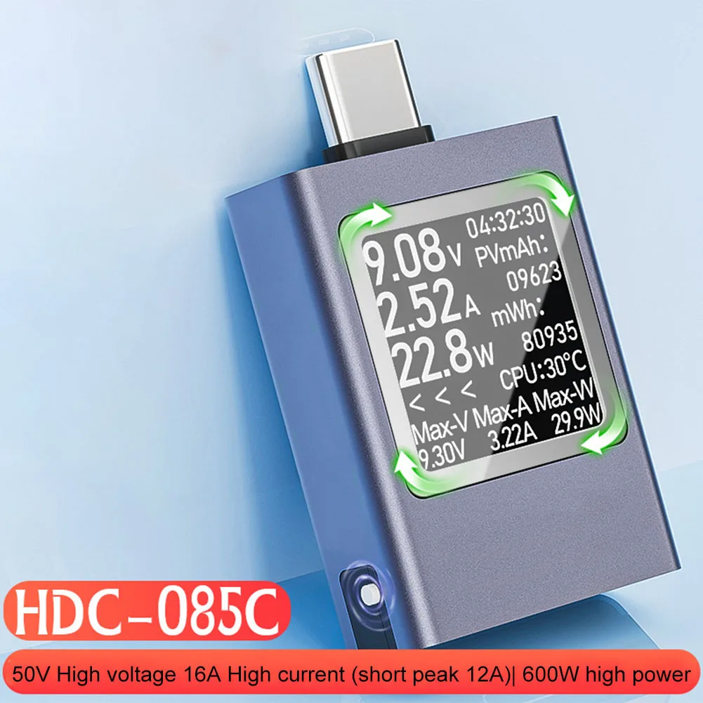 Power Meter Type-C Voltage Current Tester Power-on Test Bidirectional Current Measurement Maximum Test Data Recording