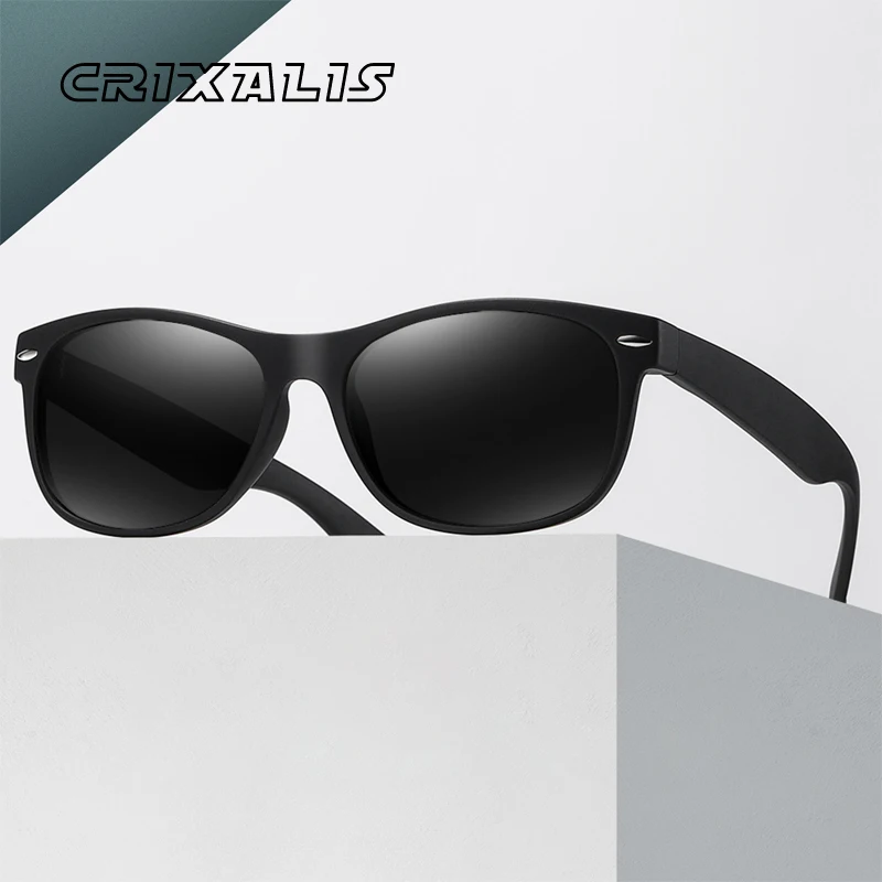 

CRIXALIS Polarized Sunglasses Men Ultralight TR-90 Flexible Frame Anti-glare Retro Rectangle Sun Glasses Women UV400