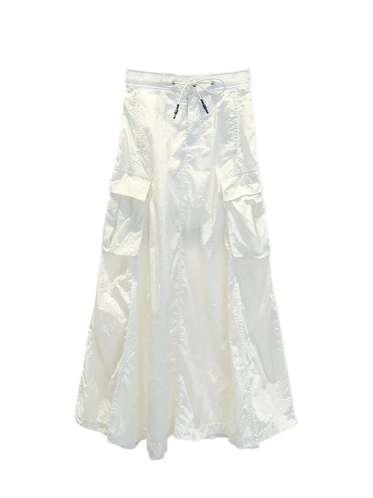 Jupe trapèze plissée taille haute pour femmes, Dstring, vêtements de travail rétro américains, Fiber de Polyester, usage quotidien