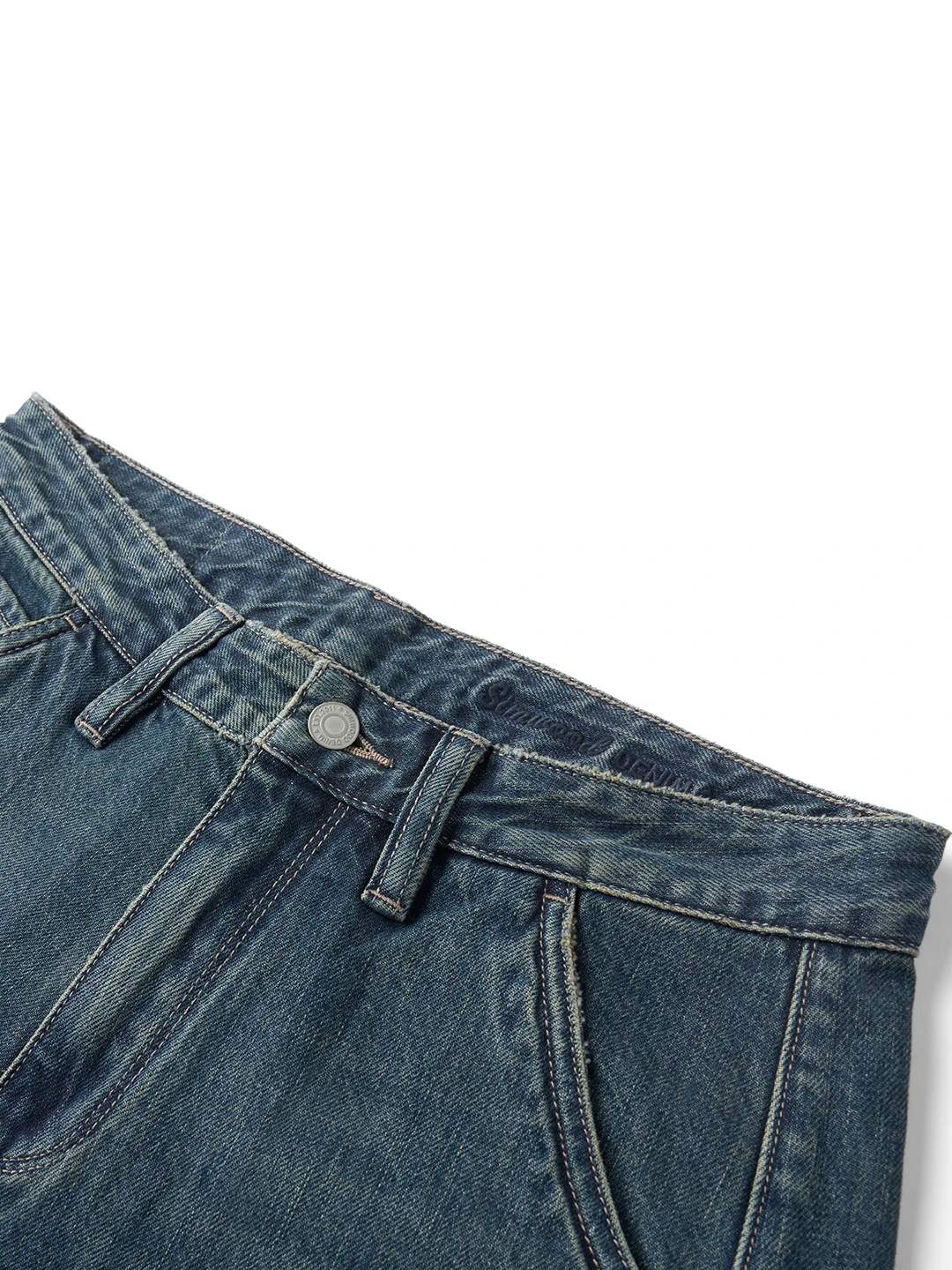 SIMWOOD 2025 Autunno stile largo 12,8 once tessuto di cotone drappeggiato jeans vintage lavati da uomo pantaloni in denim taglie forti