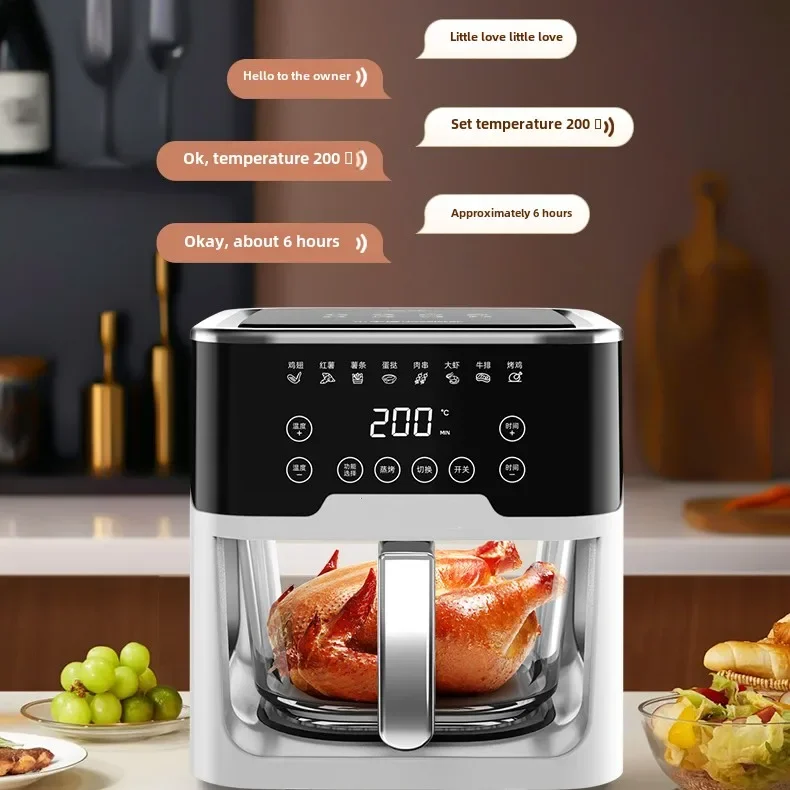 fully automatic large-capacity sound-controlled air fryer for household new transparent oven microwave three-in-one machine