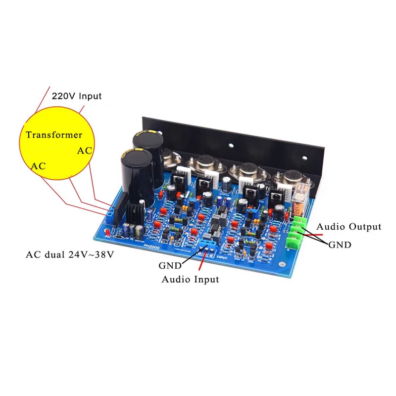 Placa amplificadora de potencia de sonido Hifi Clase AB para Audio DIY MJ15024G MJ15025G transistores sellados en oro módulo amplificador Clase A pura