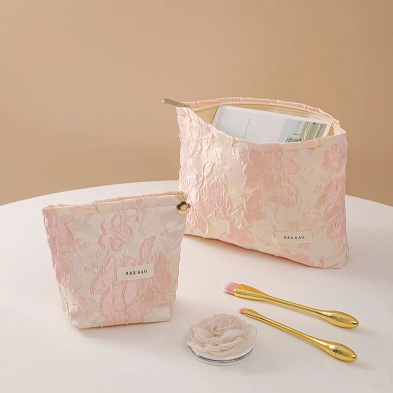 Nueva Mini bolsa de cosméticos de flores para mujer, artículos de tocador portátiles, bolsa organizadora para el cuidado de la piel, bolsa para llaves y monedas, bolsa de artículos de tocador de viaje