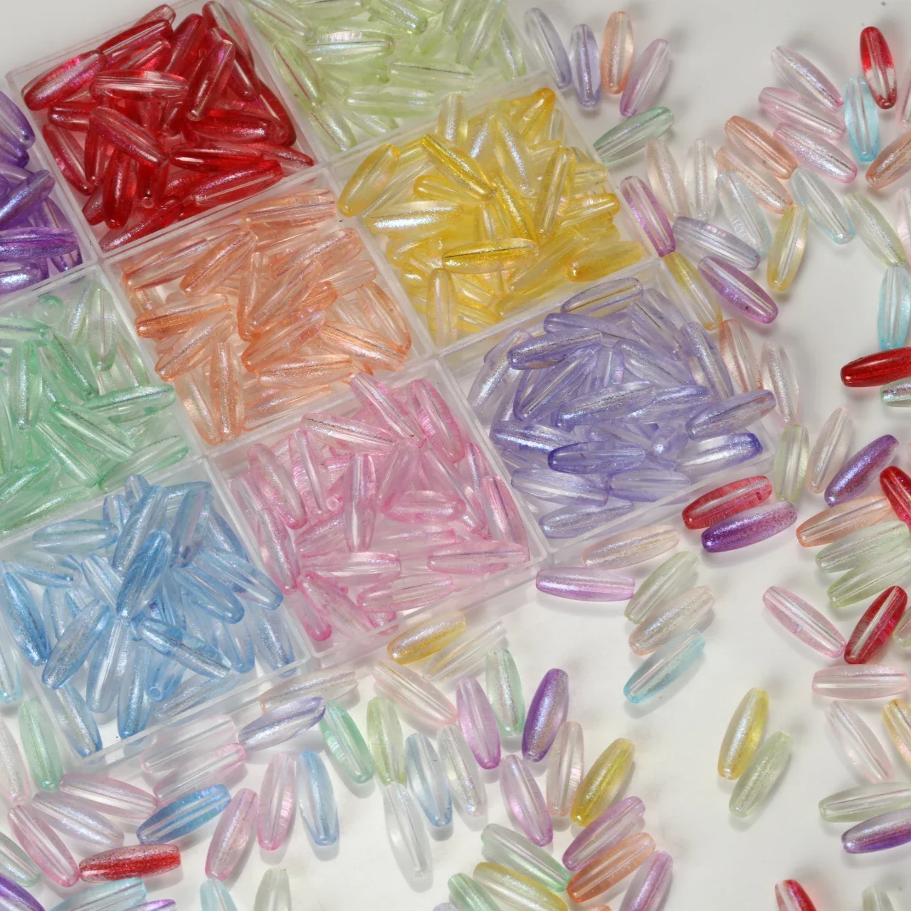120Pcs/Lot 4x12mm Glass Beads Oval Shaped Transparent Crystal Beads Pendant For Jewelry Making Diy Bracelet Accessories