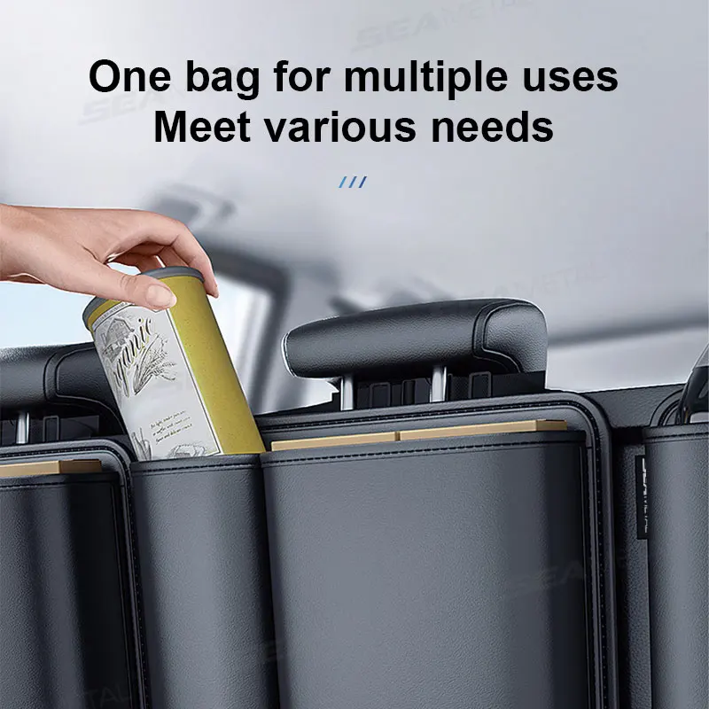 SEAMETAL Organizzatore per bagagliaio per auto Borsa portaoggetti per sedile posteriore appesa Chiusura con gancio e anello Tasca portaoggetti in similpelle per SUV/MPV/camion